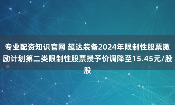 专业配资知识官网 超达装备2024年限制性股票激励计划第二类限制性股票授予价调降至15.45元/股